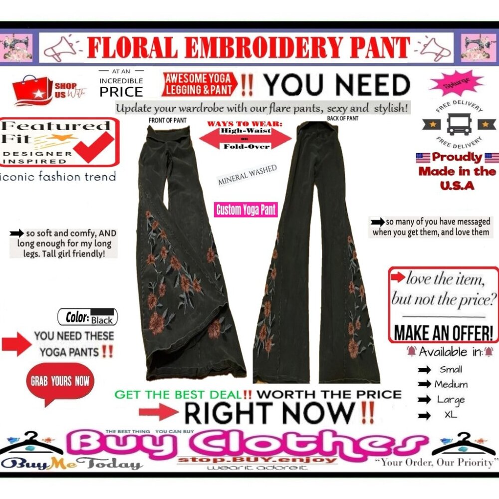 π BOTTOM Fold Embroidery π FLORAL β LEGGING PANT Waist FLARE Wash πΈ BUY NOWβ - Picture 14 of 16